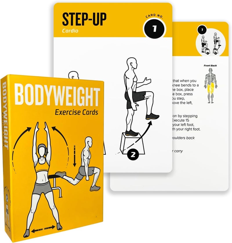 ELAORY Bodyweight Exercises Cards, 62 Workout Cards Deck Large Size 5" x 3.5" Fitness Cards for Women & Men, Beginner Fitness Guide to Training Exercises at Home or Gym - Image 1